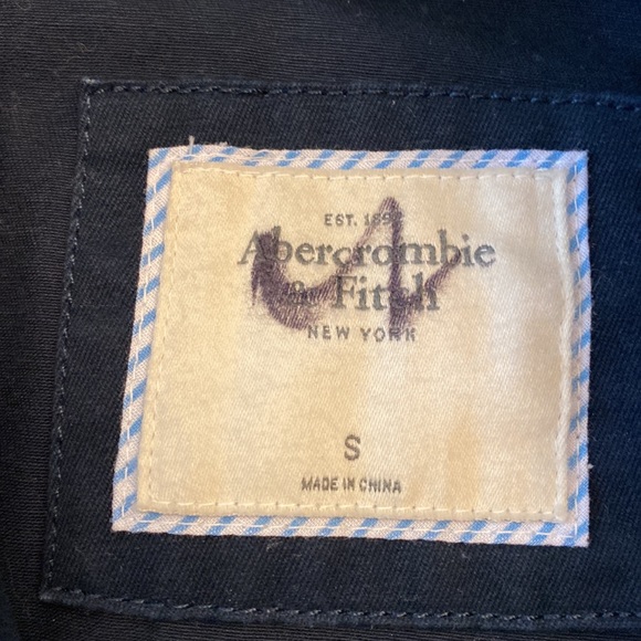 $120 Abercrombie & Fitch NAVY Cropped Double Breasted Trench Coat Jacket blazer - Picture 6 of 10